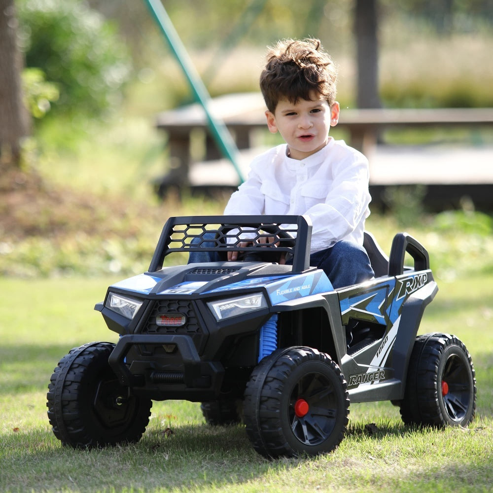 peg perego polaris rzr 900 ride on 12v blue TOBBI 12V off-Road Kids Electric UTV Truck Car Battery Powered Ride on Toys for Boys Girls with LED Headlights, Music, Horn, Green