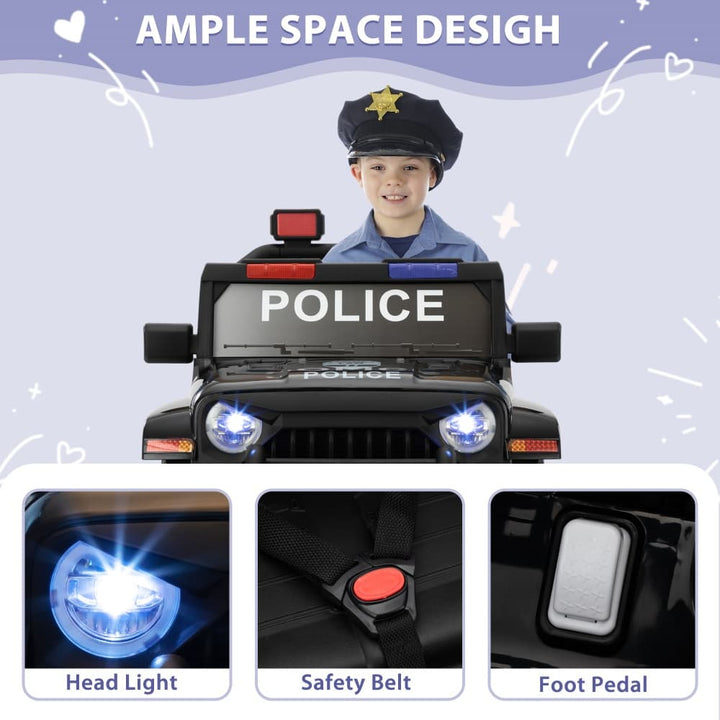 TOBBI 12V 2-Seater Kids Electric Off-Road Police Car-TH17M1119
