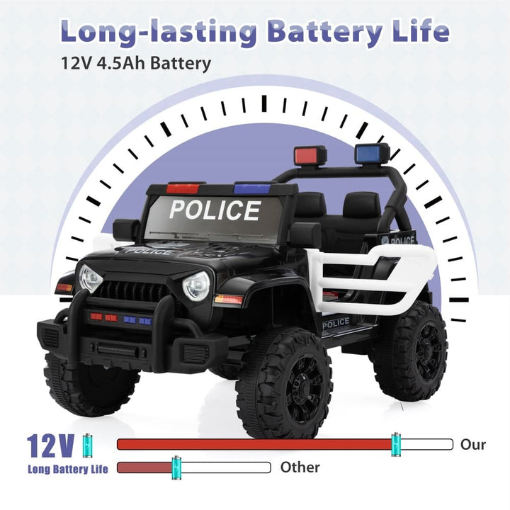 TOBBI 12V 2-Seater Kids Electric Off-Road Police Car-TH17M1119