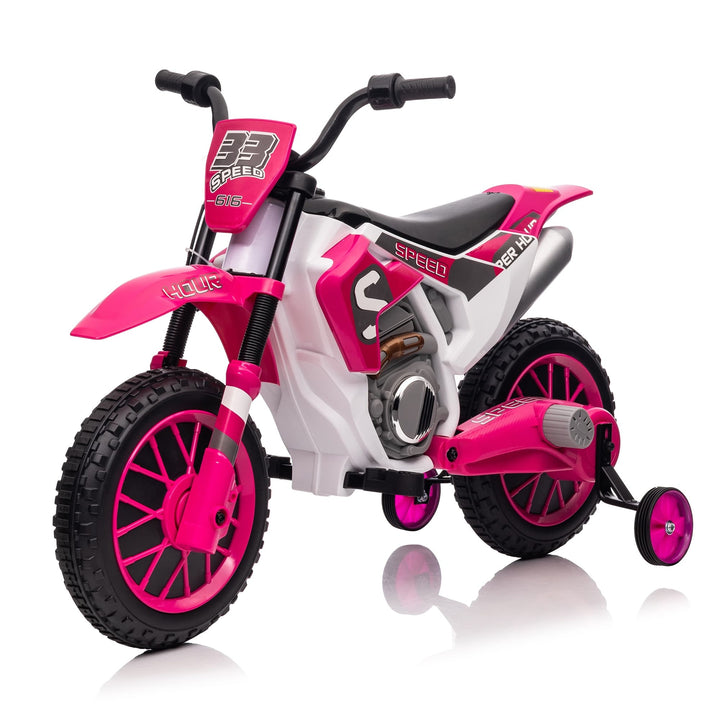 TOBBI 12V Electric Kids Ride-On Dirt Bike with Training Wheels-TH17A0967