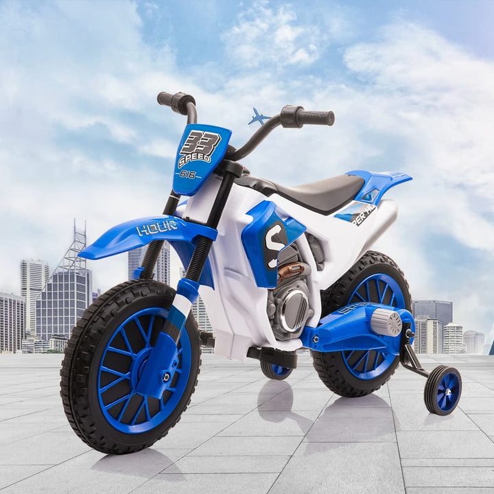 TOBBI 12V Electric Kids Ride-On Dirt Bike with Training Wheels-TH17A0967