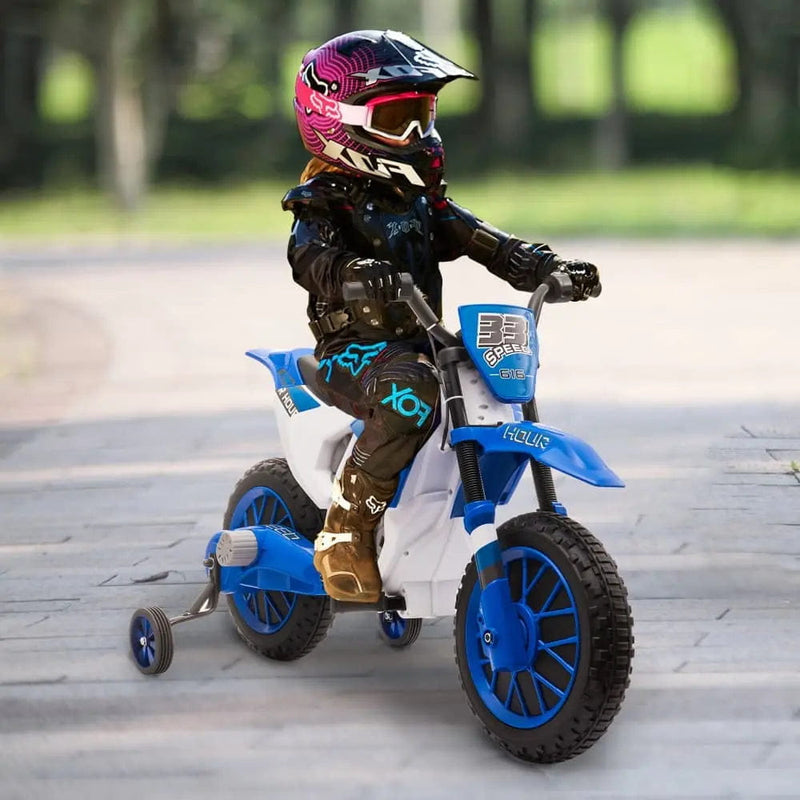 TOBBI 12V Electric Kids Ride-On Dirt Bike with Training Wheels