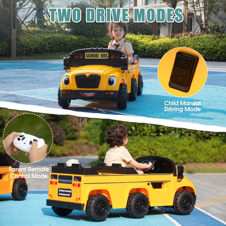 TOBBI 12V Electric Kids Ride-On School Bus-TH17S1123