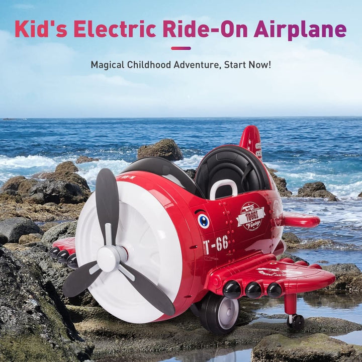 TOBBI 12V Electric Kids Ride-On Toy Airplane-TH17X0695