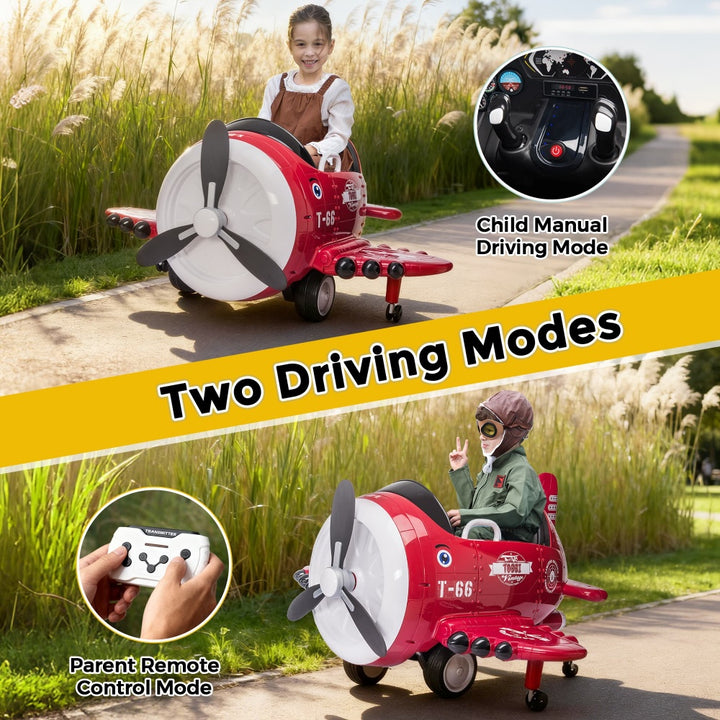 TOBBI 12V Electric Kids Ride-On Toy Airplane-TH17X0695