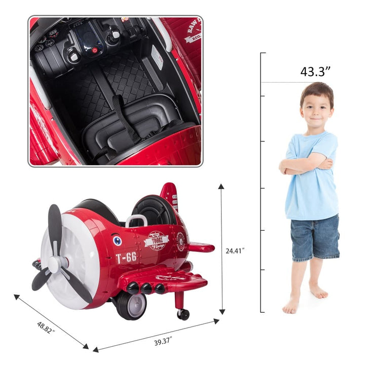 TOBBI 12V Electric Kids Ride-On Toy Airplane-TH17X0695