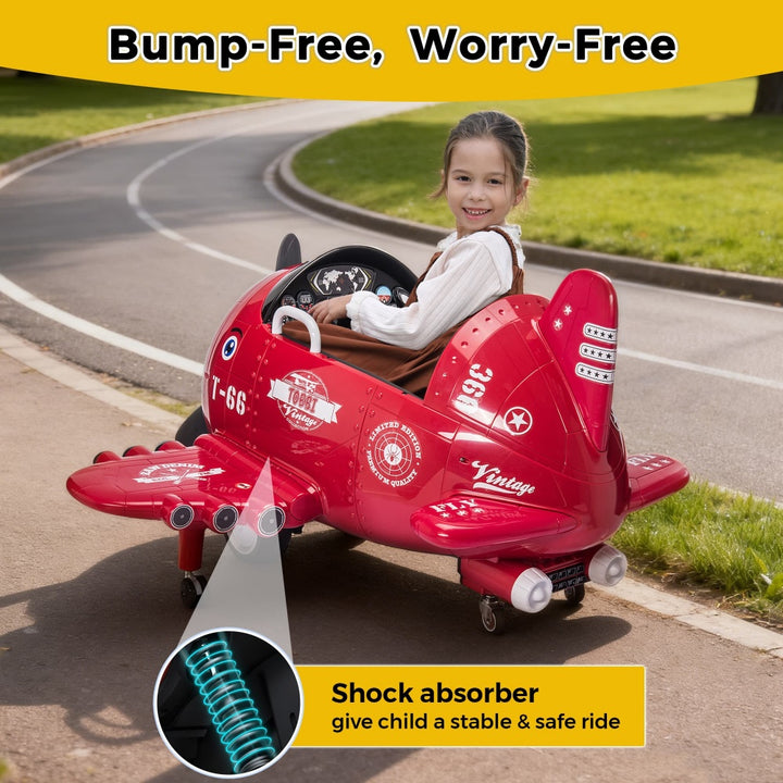 TOBBI 12V Electric Kids Ride-On Toy Airplane-TH17X0695
