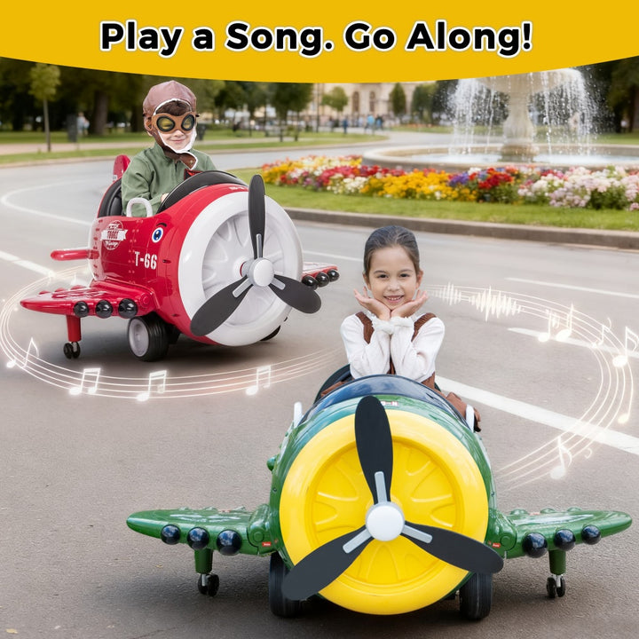 TOBBI 12V Electric Kids Ride-On Toy Airplane-TH17X0695