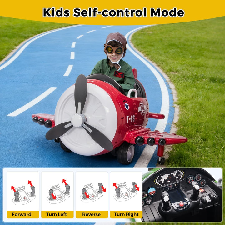TOBBI 12V Electric Kids Ride-On Toy Airplane-TH17X0695