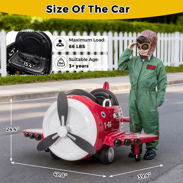 TOBBI 12V Electric Kids Ride-On Toy Airplane-TH17X0695