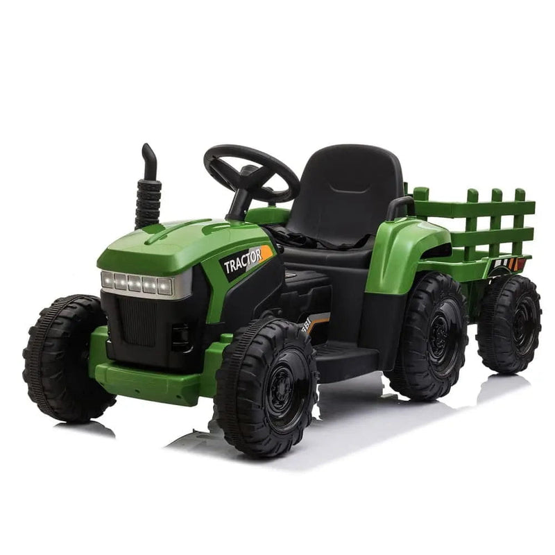 Tobbi Electric Riding Vehicles Dark Green TOBBI 12V Electric Kids Ride-On Tractor with Trailer TOBBI 12V Kids Ride-On Tractor - Fun Electric Vehicle TH17P0491