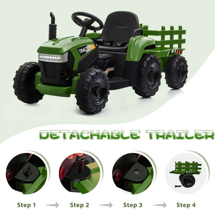 TOBBI 12V Electric Kids Ride-On Tractor with Trailer-TH17P0491
