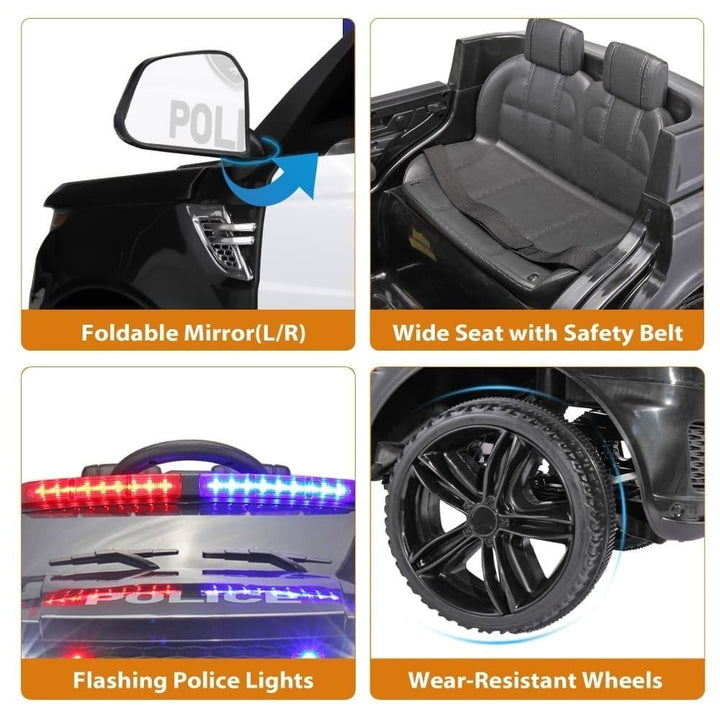 TOBBI 12V Electric Kids Ride On Toy Police Car-TH17W0442