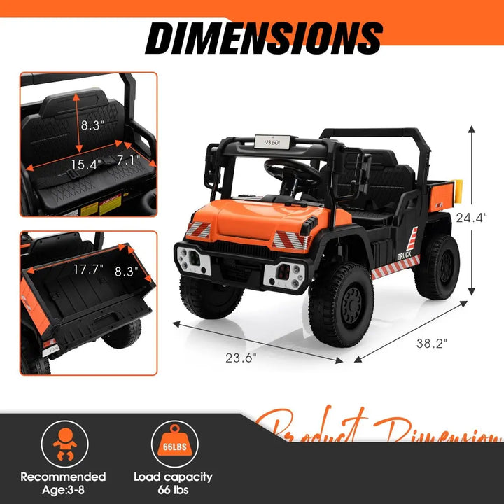 TOBBI 12V Kids Electric Dump Truck Ride-On Car-TH17E1168