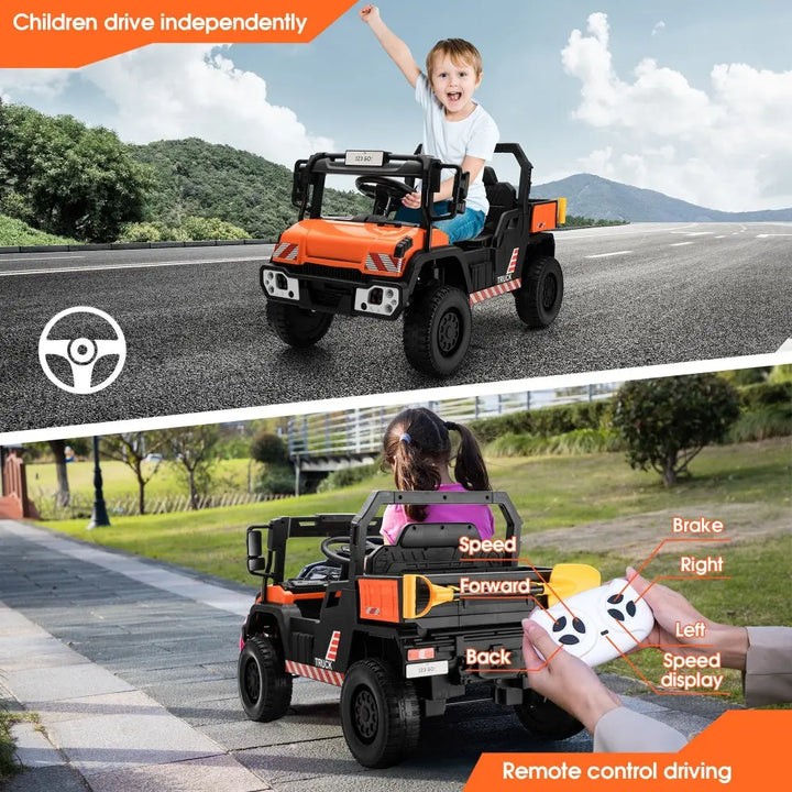 TOBBI 12V Kids Electric Dump Truck Ride-On Car-TH17E1168