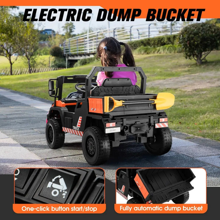 TOBBI 12V Kids Electric Dump Truck Ride-On Car-TH17E1168
