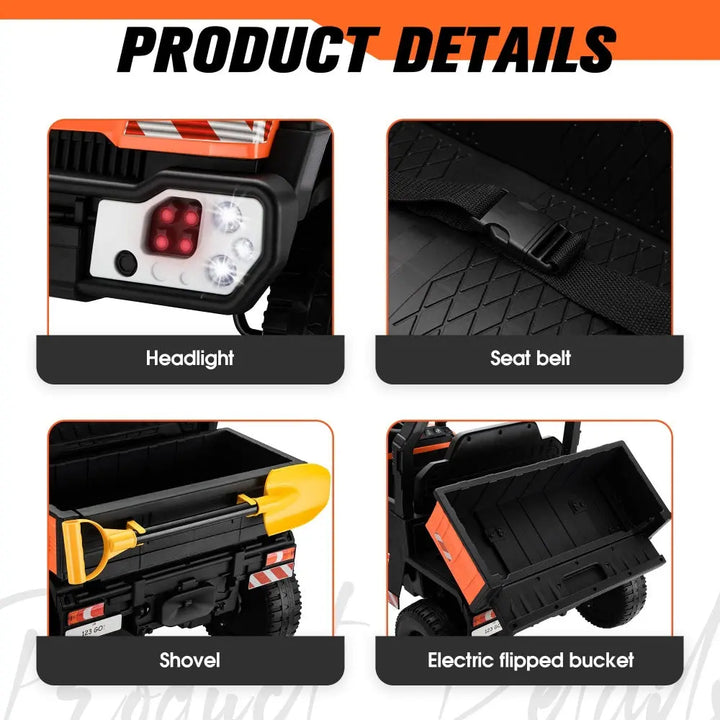 TOBBI 12V Kids Electric Dump Truck Ride-On Car-TH17E1168