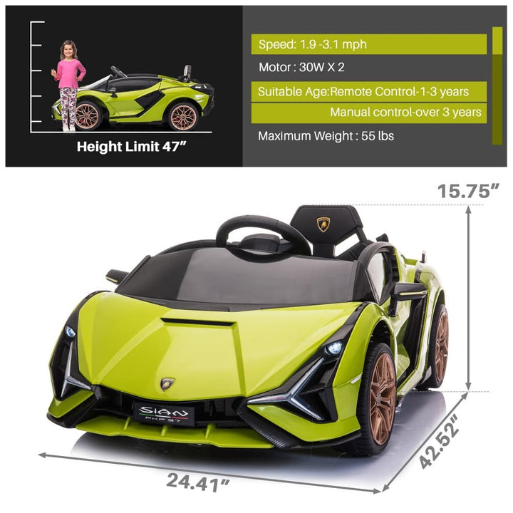 TOBBI 12V Licensed Lamborghini Sian Electric Kids Ride On Car-TH17M0651