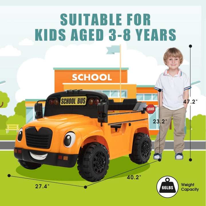 TOBBI 24V Electric Kids Ride-On School Bus-TH17W1126