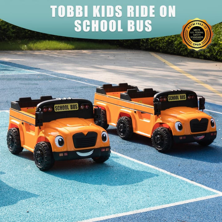 TOBBI 24V Electric Kids Ride-On School Bus-TH17W1126