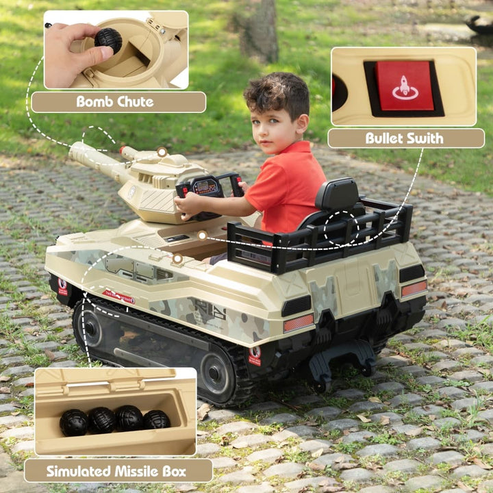 TOBBI 24V Electric Kids Ride-On Tank Car-TH17A1057