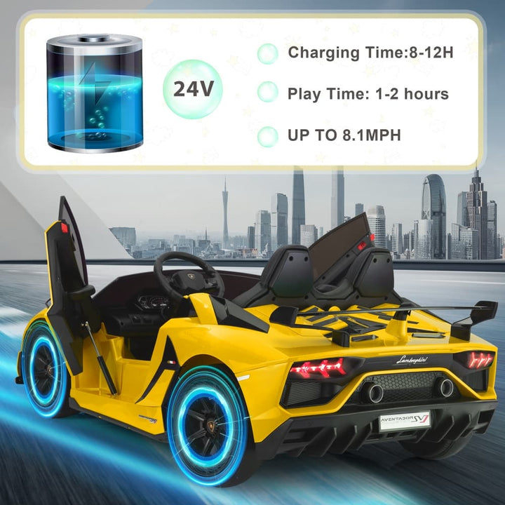 TOBBI 24V Licensed Lamborghini SVJ 2-Seater Electric Kids Ride On Drift Car-TH17B1076