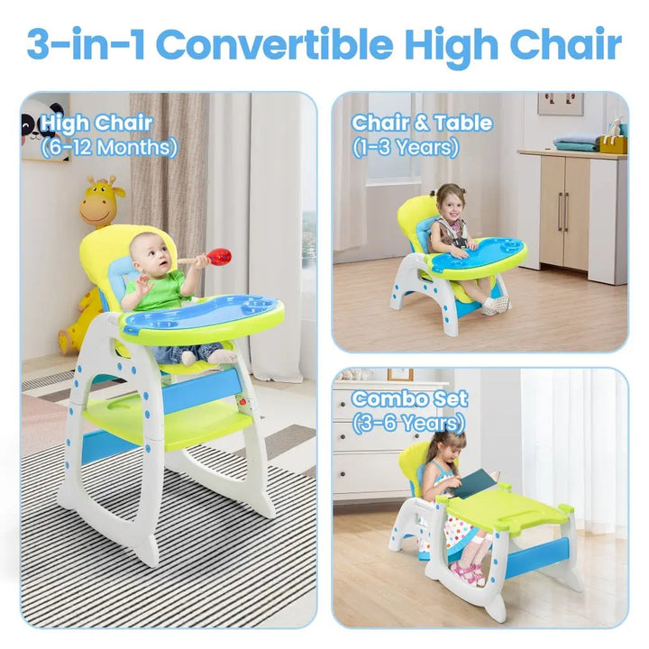 TOBBI 3-in-1 Convertible Toddler Highchair with Table-TH17K0217