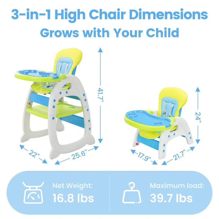 TOBBI 3-in-1 Convertible Toddler Highchair with Table-TH17K0217
