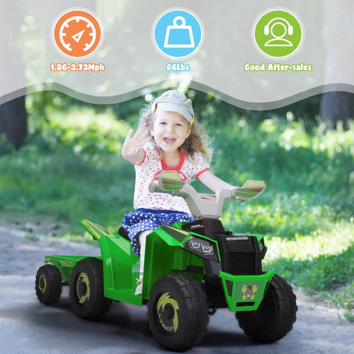 TOBBI 6V Electric Kids Ride-On ATV with Trailer-TH17N1012