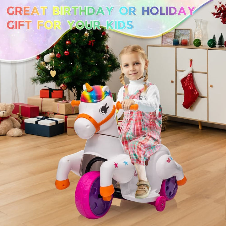 TOBBI 6V Electric Kids Unicorn Ride-On Car-TH17U1071