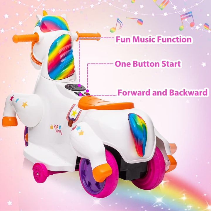 TOBBI 6V Electric Kids Unicorn Ride-On Car-TH17U1071