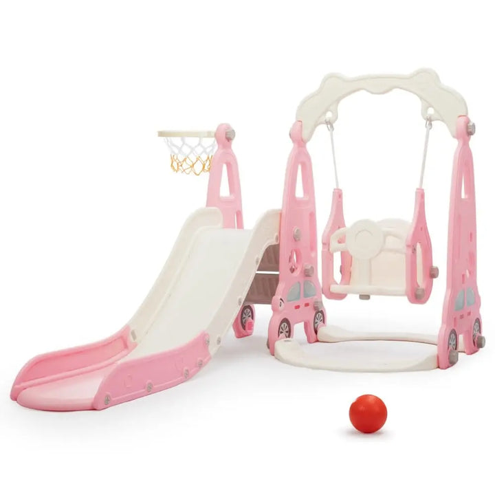 TOBBI & NYEEKOY 3-in-1 Car-Themed Toddler Slide and Swing Set-TH17Y0822