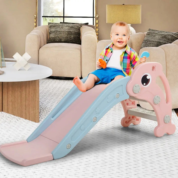 TOBBI & NYEEKOY 3-in-1 Dolphin-Themed Toddler Slide Set-TH17E0753