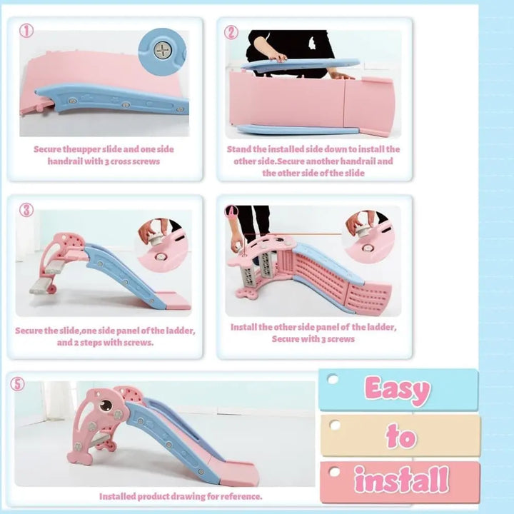 TOBBI & NYEEKOY 3-in-1 Dolphin-Themed Toddler Slide Set-TH17E0753