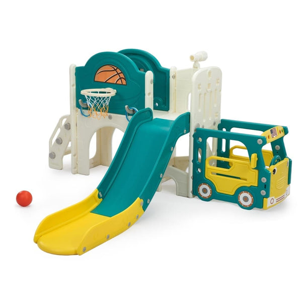 TOBBI & NYEEKOY 9-in-1 Bus-Themed Toddler Slide and Climber Set-TH17H1134