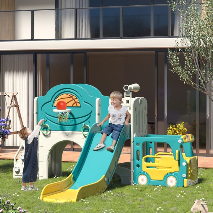 TOBBI & NYEEKOY 9-in-1 Bus-Themed Toddler Slide and Climber Set-TH17H1134