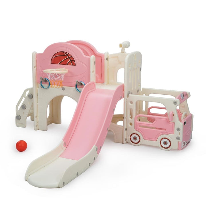 TOBBI & NYEEKOY 9-in-1 Bus-Themed Toddler Slide and Climber Set-TH17H1134