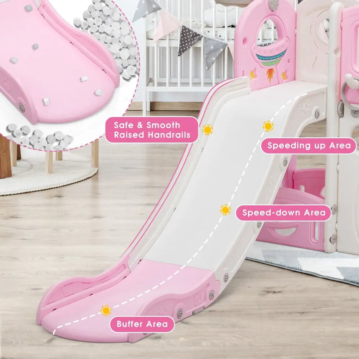 TOBBI & NYEEKOY 9-in-1 Large Rocket-Themed Toddler Climber Slide-TH17H1116