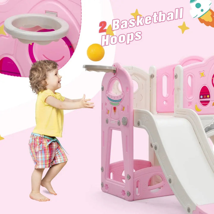 TOBBI & NYEEKOY 9-in-1 Large Rocket-Themed Toddler Climber Slide-TH17H1116