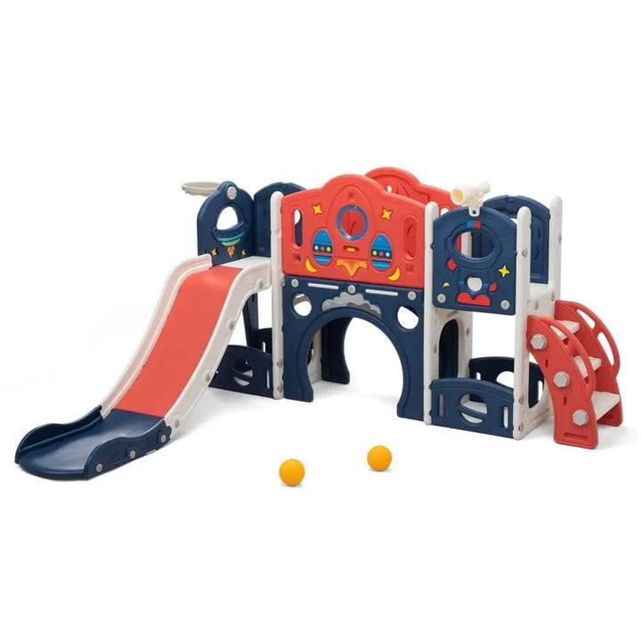 TOBBI & NYEEKOY 9-in-1 Large Rocket-Themed Toddler Climber Slide-TH17H1116