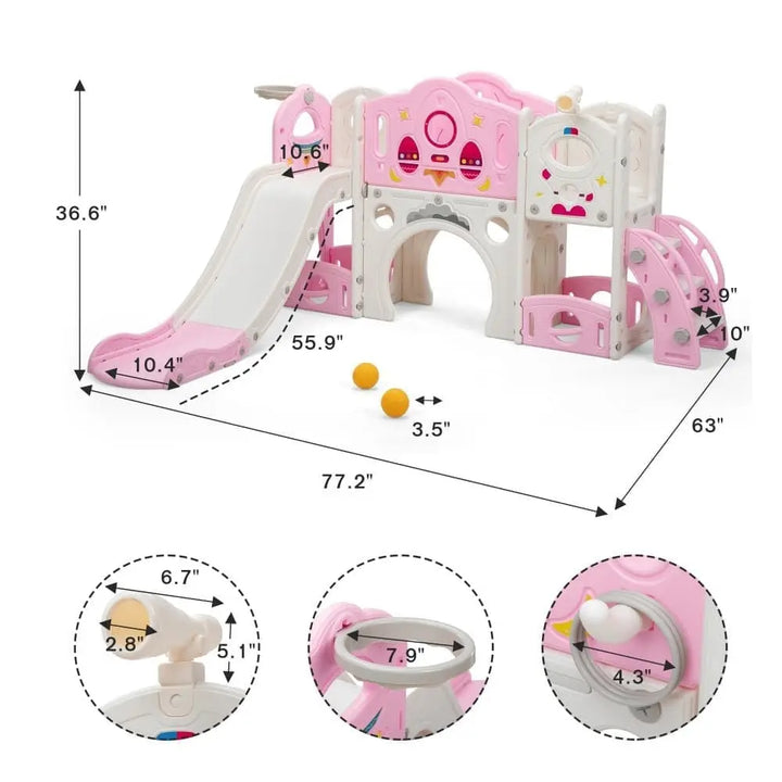 TOBBI & NYEEKOY 9-in-1 Large Rocket-Themed Toddler Climber Slide-TH17H1116