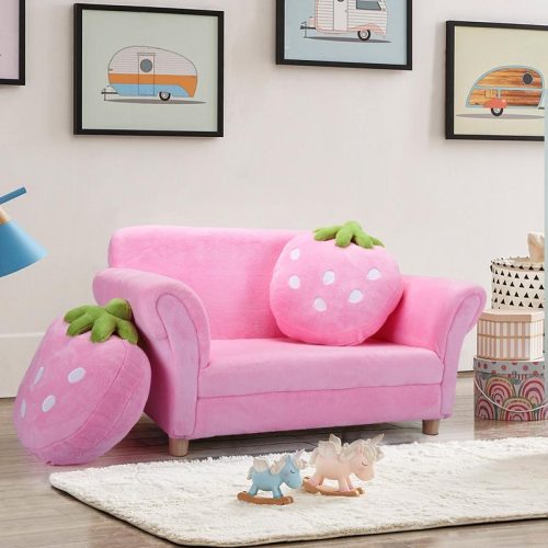 Kids 2-Seat Couch with Strawberry Pillow - TOBBI